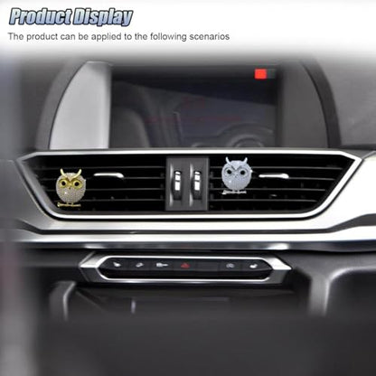 2PCS Bling Flamingo Car Dashboard Air Vent Trim Clips, Crystal Rhinestone Animal Car Air Fresheners Outlet Clip, Cute Automotive Interior Diffuser Decoration Accessories for Women (Owl) - size: Owl
