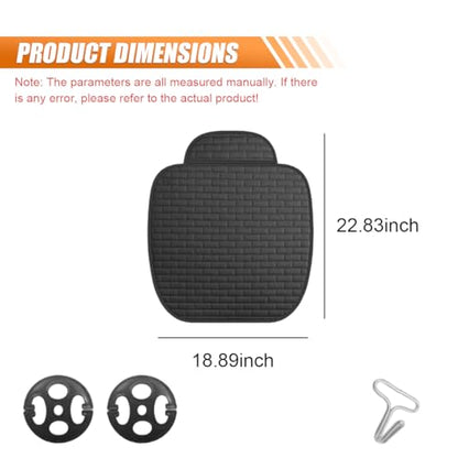Car Front Seat Cover, Breathable Linen Automotive Seats Cushion, Anti-Slip Vehicle Seat Pad with Storage Pocket, Universal Auto Seats Protection Mat (BlackSg)