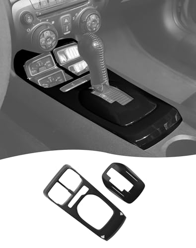 Hoolcar 2PCS Center Console Gear Shift Panel Cover Trim Kit Interior Accessories for Chevy Camaro 2010-2015, Black - color: Black