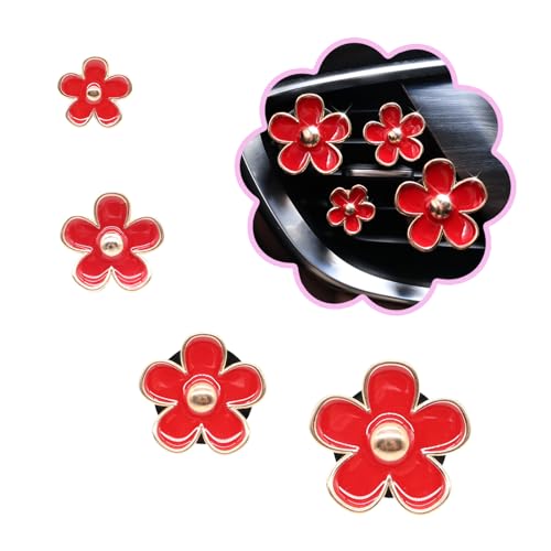 ORIESSE 4pcs Flowers Air Vent Clips Red Daisy Car Air Freshener Vent Clips Cute Fower Car Accessories for Women Refillable Diffuser - color: Red