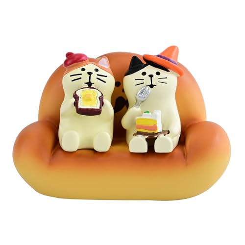 Mevodeata 2Pcs Cute Mini Cat Figurine with Bread Sofa Resin Cat Figure for Office Home Decor - Cute Cat Gift for Cat Lovers - color: Bread Cat