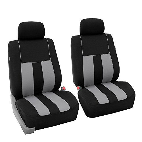 FH Group Car Seat Cover Front Set Striking Striped Car Seat Covers with Front Seat Covers and Rear Split Bench, Universal Fit Interior Accessories for Cars, Trucks, and SUVs – Gray - color: Gray, size: Front Set