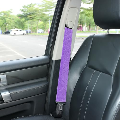 Soft Automotive Seat Belt Cover Seatbelt Shoulder Pad Neck Protector Cushions Universal Fit SUV Trucks Backpack Violet Extra Long 19.7in - color: Purple, size: 19.7in-1pc