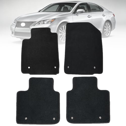 GXARTS Custom Fit Velour Carpet Floor Mats for Lexus ES350 2007-2012， 4-Piece Front & Rear Full Set，Premium All-Weather Waterproof Non-Slip Backing，Black Luxury Sedan Floor Mat Accessories