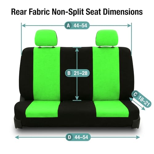 FH Group Pair Set Flat Cloth Car Seat Covers- Universal Fit for Trucks, SUVs, and Vans (Green/Black) FB050102 - color: Green