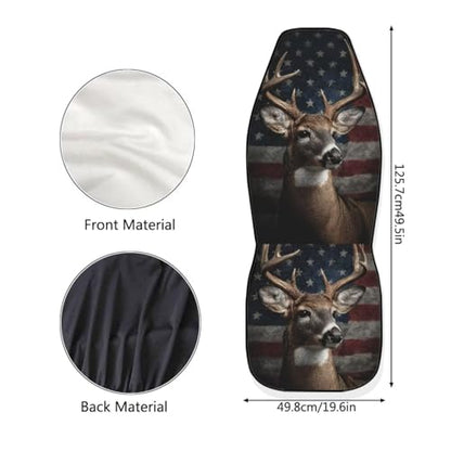 Deer American Flag Print Car Seat Covers, 2 Pieces Washable Vehicles Front Seat Protectors, Scratch-Resistant Bucket Seat Cover Fits Most Vehicles, Cars, Sedans, Trucks, SUVs, Vans - color: Deer American Flag 4