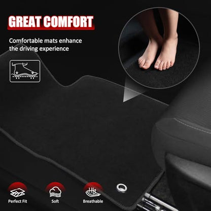 IKON MOTORSPORTS, Nylon Car Floor Mats Compatible with 2021-2025 Buick Envision, OE Fitment Style Black Driver Passenger Car Carpets, Front Rear 4PCS Full Set