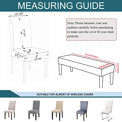 Waterproof Dining Room Chair Cover Set Jacquard Chair Slipcover Washable Parsons Chair Slipcover Removable Seat Protector for Dining Room Hotel Restaurant - 4 PCS Chair Cover+1 PC Bench Cover