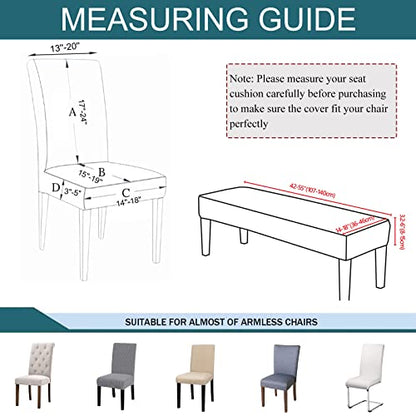 Waterproof Dining Room Chair Cover Set Jacquard Chair Slipcover Washable Parsons Chair Slipcover Removable Seat Protector for Dining Room Hotel Restaurant - 4 PCS Chair Cover+1 PC Bench Cover