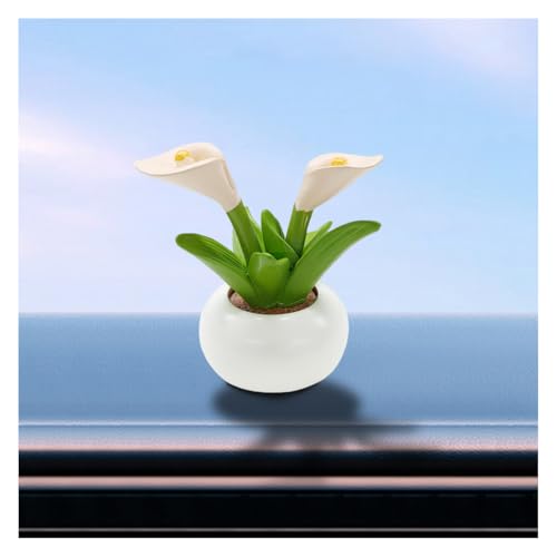 Mini Flower Car Dashboard Decoration - Cute Potted Plant Resin Figurines Car Desk Center Console Decoration - Aesthetic Auto Interior Ornament Accessories Funny Presents for Women (Calla) - size: Calla