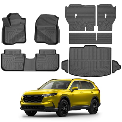 KUST Floor Mats Cargo Mat Set for Honda CR-V 2023-2025 2026 (Not for Hybrid), All Weather Cargo Trunk Liner Backrest Mat for CRV Accessories TPE Rubber Raised Edge (for Cargo in Lower Deck Position) - style: For │ CR-V 2023-2026 │ Full Set