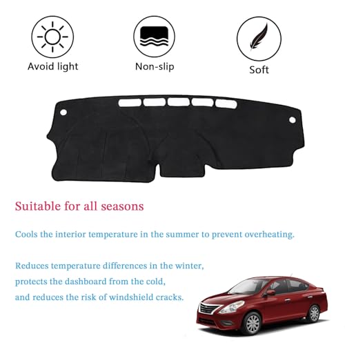 Dashboard Cover Suitable for Nissan Versa 2012 2013 2014 2015 2016 2017 2018 2019 Car Dashboard Cover Sun Visor Mat Non-Slip Polyester Dashboard Accessories (Black) - size: 2012-2019 For Nissan Versa