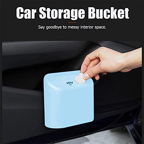 Car Trash Can, Mini Car Bin with Lid 2 Trash Bag Blue, Cute Car Accessories for Storage and Organization，Small Trash Can for car，Bedroom and Office - size: Car Trash Can - Blue with 2 Trash Bags