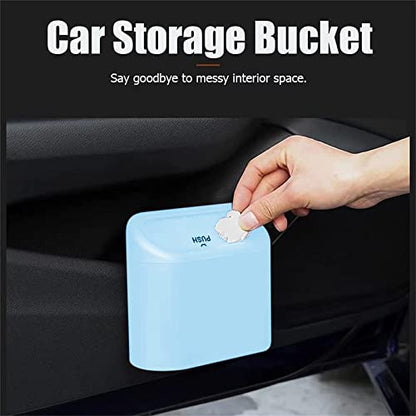 Car Trash Can, Mini Car Bin with Lid 2 Trash Bag Blue, Cute Car Accessories for Storage and Organization，Small Trash Can for car，Bedroom and Office - size: Car Trash Can - Blue with 2 Trash Bags