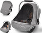 Baby Car Seat Cover, Large Mesh Window, Breathable Fabric, Infant Windproof Canopy, Universal Fit CarSeat Covers for Babies, Machine Washable, Gray
