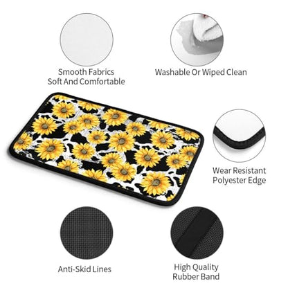 Universal Car Center Console Cushion Pad, Cow Print Sunflower Soft Waterproof Car Center Console Cover Auto Armrest Seat Box Cover Protector for Most Vehicle SUV Truck Car - color: Cow Print Sunflower