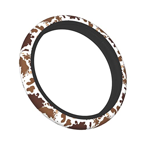 Brown Cow Print Steering Wheel Cover Universal 15 Inches for Women Men, Neoprene Anti-Slip Cute Car Steering Wheel Grip Wrap Car Accessories Protective Case Cover for Vehicle Truck SUV¡­ - color: Rainbow Cheetah Print