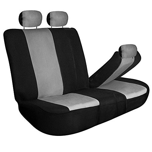 FH Group Full Cover Rear Bench Car Seat Cover – Universal Fit, Split Bench Design with Zipper, Compatible with 60/40 & 40/60 Split Seats, SUV & Van – Gray - color: Gray, style: Rear Set
