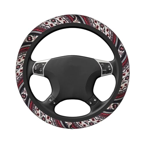 Steering Wheel Cover Red Aztec Southwest Car Accessories for Women Men Girls Aztec Western Ethnic Steering Wheel Protector, Gray Anti Slip Auto Steering Wheel Wrap Cover, Maya - color: Aztec