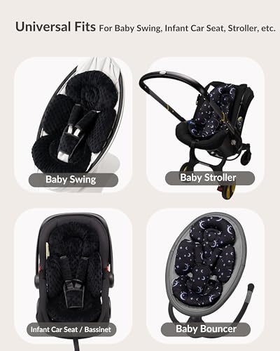 Generic Infant Car Seat Insert Compatible with Mamaroo Swing & Graco Swing and Infant Car Seat, Newborn Insert Baby Head Body Support, Reversible Design, Breathable Soft Fabric, 1Pcs - Dot, Black - color: Dot, Black