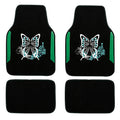 CAR PASS Embroidery Butterfly Car Floor Mats, Green Carpet Floor mats with Heel Pad, Universal Fit for Suvs,Sedans,Trucks,Cars, Set of 4 (Black and Green) - color: Green Butterfly