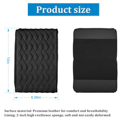 Bittwee Car Center Console Cover, Leather Waterproof Auto Arm Rest Box Cover, Memory Foam Armrest Cushion Protection Pad, Hand Rest Pillow with Height Increase, Universal Car Accessory - color: Black