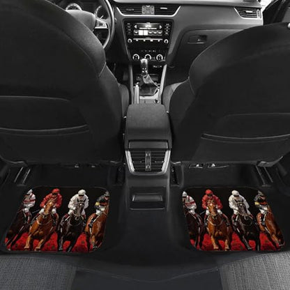 Rose Horse Printed Full Set Auto Front & Rear Floor Pad Washable Anti Dirty Vehicle Foot Pads - color: Rose Horse