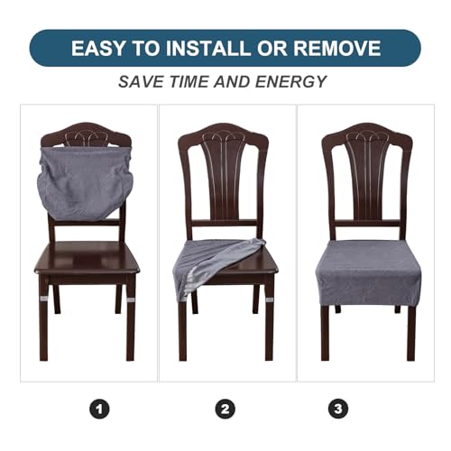 Removable and Washable Seat Covers for Dining Room Chairs Set of 2 - Waterproof Stretch Chair Seat Slipcovers, No Back Covers - color: Beige, size: 2PCS-Rear-gapped