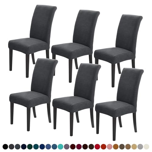 Joccun Chair Covers for Dining Room Set of 6,Dining Chair Slipcover Stretch Dining Room Chair Covers Seat Protector,Washable Parsons Chair Cover for Home,Banquet(Dark Gray,6 Pack) - color: Dark Gray, size: 6 Pack