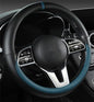 Morandi Color Steering Wheel Cover, Nappa Leather, Fashionable Sporty Style, Universal 15 inches,Black and Blue - color: Black and Blue
