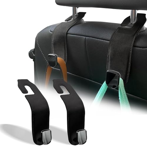 Car Seat Headrest Hook, 2 Pack Leather Car Purses and Bags Hooks Holder Hanger for Groceries Organization Accessories, Black - color: Black, size: 2 Pack