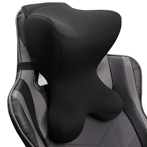 Car Neck Pillow for Driving Seat Car headrest Pillow/Gaming Chair Pillow with Adjustable Strap Removable Cover Ergonomic Design Neck Support Pillow for auto, Office Chair, Gaming Chair(Black)