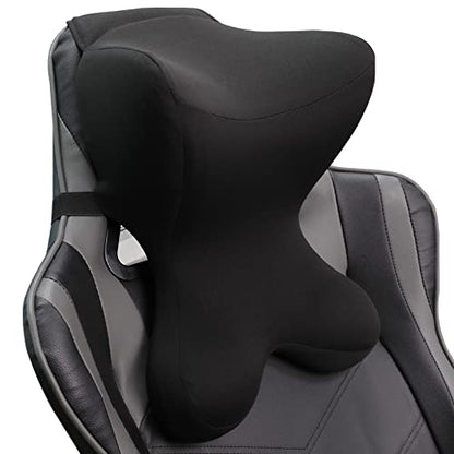 Car Neck Pillow for Driving Seat Car headrest Pillow/Gaming Chair Pillow with Adjustable Strap Removable Cover Ergonomic Design Neck Support Pillow for auto, Office Chair, Gaming Chair(Black)