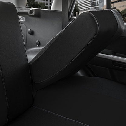 FH Group Full Cover Rear Bench Car Seat Cover – Universal Fit, Split Bench Design with Zipper, Compatible with 60/40 & 40/60 Split Seats, SUV & Van – Black - color: Black, style: Rear Set