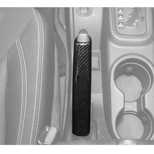 Carbon Fiber Hand Brake Cover & Center Console Bezels for Jeep Wrangler 2007-2017, Jku Front Interior Trim Kit, Easy Snap-On Installation for JKU