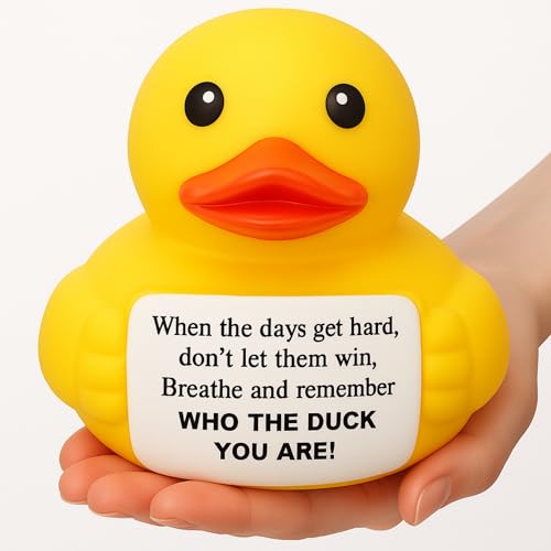 Civaner 7 Inch Emotional Giant Rubber Duck with Positive Message Thank You Gifts Motivational Rubber Duck Gift for Desk, Office, Home Decor Graduation(Remember Who You are) - style: Remember Who You Are
