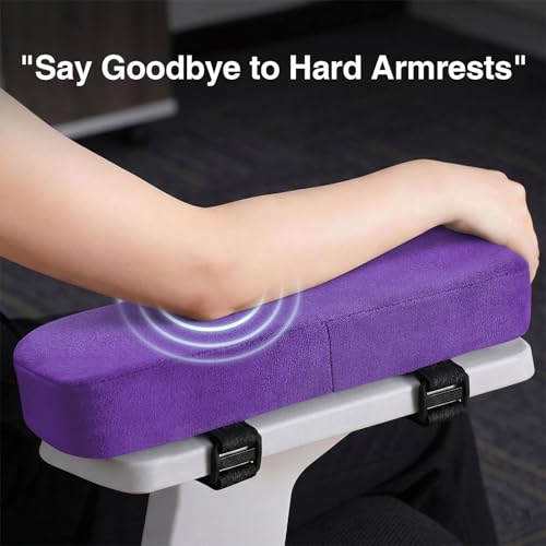 Smiry Ergonomic Office Chair Armrest Pads, Memory Foam Arm Rest Covers, Non-Slip Armrest Cushion with Adjustable Buckles and Straps, Elbow Relief for Desk, Gaming & Wheelchair (Purple, Set of 2) - color: Purple