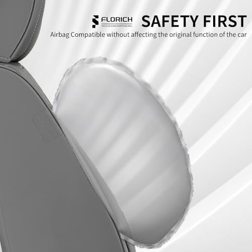 FLORICH Car Seat Covers for Full Set, Universal Seat Cushion 5 Seats, Car Seat Protector Waterproof, Premium Leather Automotive Seat Covers for Most Cars, Sedans, SUVs, and Trucks-Gray