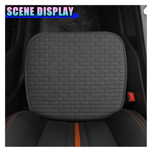 Car Front Seat Cover, Comfortable Linen Automotive Seat Pad with Storage Pocket, Anti-Slip Breathable Vehicle Seats Protection Mat, Universal Car Interior Seats Pad for SUV, Truck (Black-S) - size: Black-S