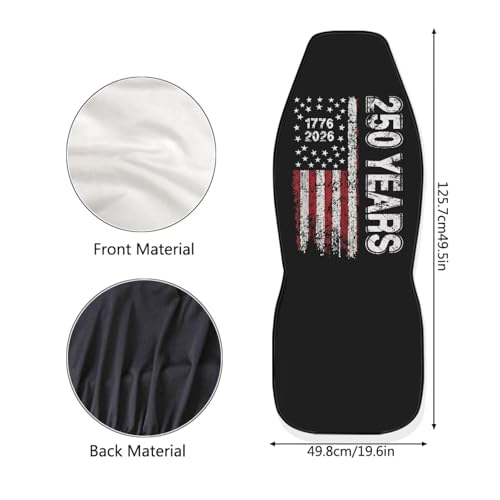 Front Seat Covers for Cars 250 Years 1776-2026 America Breathable Elastic Fabric Seat Protector Set of 2 Fashion Auto Interior Universal Fit SUV Truck Sedan Van - color: 250 Years 1776-2026 America