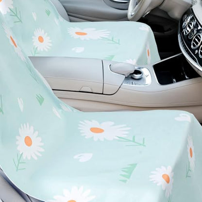 Hahafelt Car Seat Towel Covers with Storage Bag, 63 x 32 Inch Universal Non Slip Waterproof Sweat Protector for Car Truck, Gym Swimming Running, Machine Washable(2 Pack,Daisy) - style: Daisy