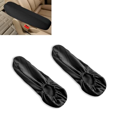 2PCS Car Front Seat Armrest Cover, Elastic Cloth Fabric Scratch-Resistant Protector, Comfortable Center Console Lid Armrest Cover, Universal for Most Cars Trucks SUVs