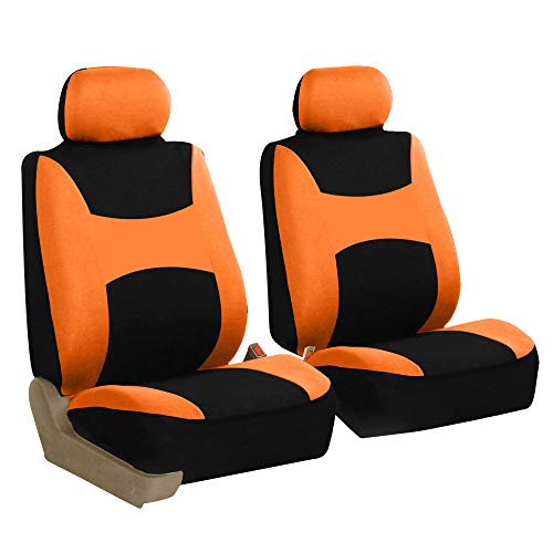 TLH Light and Breezy Flat Cloth Automotive Car Seat Covers Front Set Only, Airbag Compatible, Orange Color Universal Fit Car Seat Protector for Cars, Auto, Trucks, SUV - color: Orange