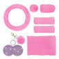 10PCS Fluffy Car Accessories Set, Furry Steering Wheel Cover with Warm Fuzzy Gear Shift Cover Ball Keychain Handbrake Cover Console Seat Belt Shoulder Pads & Diamond Ignition Ring Cup Mats (Pink) - color: Pink