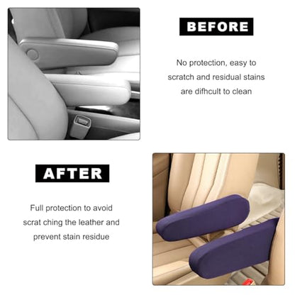 KVAEY 2 PCS Car Front Seat Armrest Covers, Elastic Fabric Stretch Car Seat Armrest Protectors, Soft Front Seat Armrest Cover Replacement, Universal Vehicle Accessories for Cars (Purple) - color: Purple