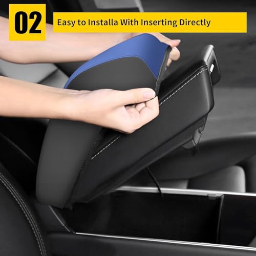AOMSAZTO Console Covers for 2012-2015 Honda Civic Armrest Covers for Honda Civic Black with Blue Leather - color: blue
