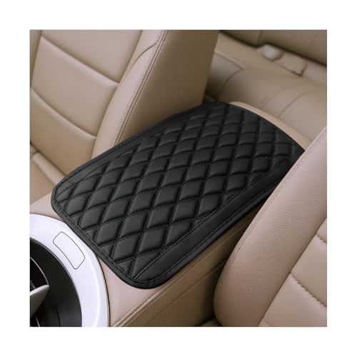Car Center Console Cover, Scratch-Resistant Leather Vehicle Armrest Seat Storage Box Protector Cushion, Comfortable Automotive Interior Armrest Pad Mat, Universal Fit (Black)