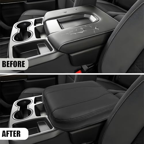 Center Console Cover Compatible with 2019-2026 Chevy Silverado & GMC Sierra Accessories, Only fit for 40/20/40 Jump Seat, Leather Middle Console Arm Rest Protective Cover, Anti-Scratch - size: For 2019-2026 jump seat cosnole