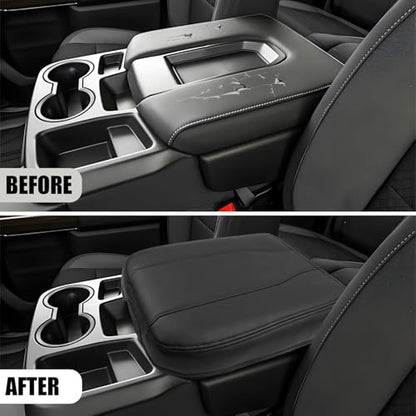 Center Console Cover Compatible with 2019-2026 Chevy Silverado & GMC Sierra Accessories, Only fit for 40/20/40 Jump Seat, Leather Middle Console Arm Rest Protective Cover, Anti-Scratch - size: For 2019-2026 jump seat cosnole