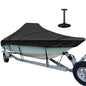 iCOVER Center Console Boat Cover, 600D Heavy Duty Marine Grade Waterproof Tear Resistant Boat Covers, Fits Boats 17'-19' Long Beam Width up to 102", Trailerable Boat Cover with Support Pole, Black